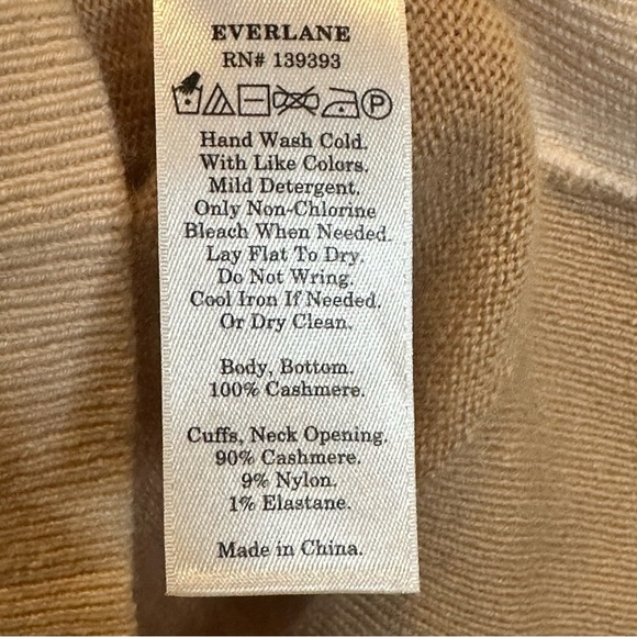 Everlane 100% Cashmere  Peach And Tan  Colorblock Sweater Women’s Size XXS - Picture 4 of 6